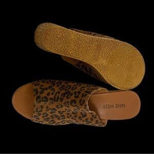 Nine West Wedge Sandals - Leopard Upper - Stretch Size 7 New